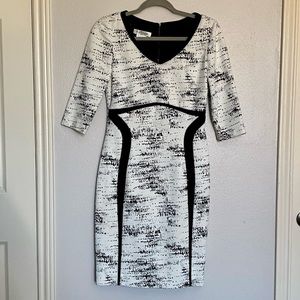 Kay Unger Black & White Abstract Cocktail Dress Size 6